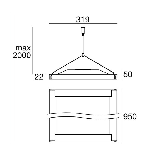 Suspension matricielle Linea Light 51224 G5 2x54W blanche Ra